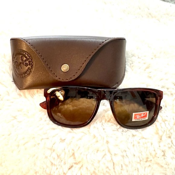 New RAY-BAN Mens Brown Tortoiseshell Brown Lens Justin Sunglasses RB4165 - Picture 2 of 5